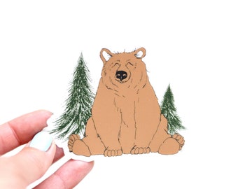 Woodland Bear Sticker | Clear Vinyl Sticker | Laptop Sticker | Water Bottle Sticker