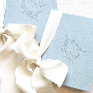 Antique Blue and Ivory Letterpress Vow Booklets | Wedding Vow Books | Vow Renewal books