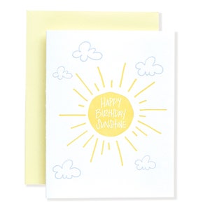 Happy Birthday Sunshine Letterpress Card | Sunny Greeting Card