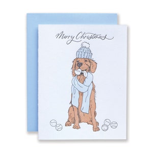 Cartão de Natal em estilo Golden Retriever Letterpress