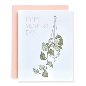 Carte typographique en macramé de la fête des mères | pour amoureux des plantes | Carte de voeux Pothos