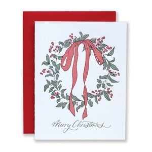 Luxury Christmas Wreath Letterpress Card