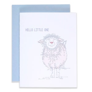 Hallo Kleine Letterpress Karte | Lamm-Babypartykarte | Neugeborenen Grußkarte | Neue Baby-Karte