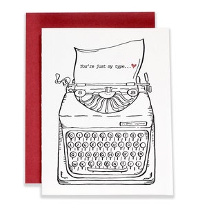 Tarjeta impresa con el texto "You're Just My Type" / Tarjeta de amor / Tarjeta de felicitación del día de San Valentín / Tarjeta de aniversario
