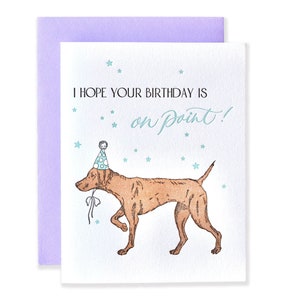 Cartão de aniversário On Point Letterpress | Cartão de aniversário de cachorro | Cartão de felicitações Vizsla