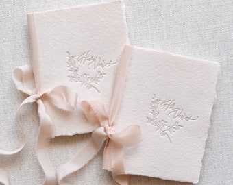 Boho Beige Letterpress Vow Booklets | Wedding Vow Books | Vow Renewal Books