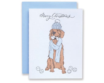 Golden Retriever Letterpress Christmas Card