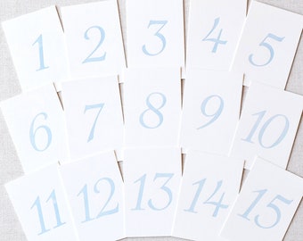 Antique Blue Letterpress Table Numbers | Set of 20 or 30 cards