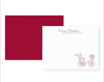 Christmas Letterpress Bicycle Stationery | Family Stationery | Personalized Stationery