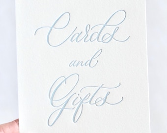 Antique Blue Letterpress 'Cards and Gifts' Sign | Wedding and Special Events