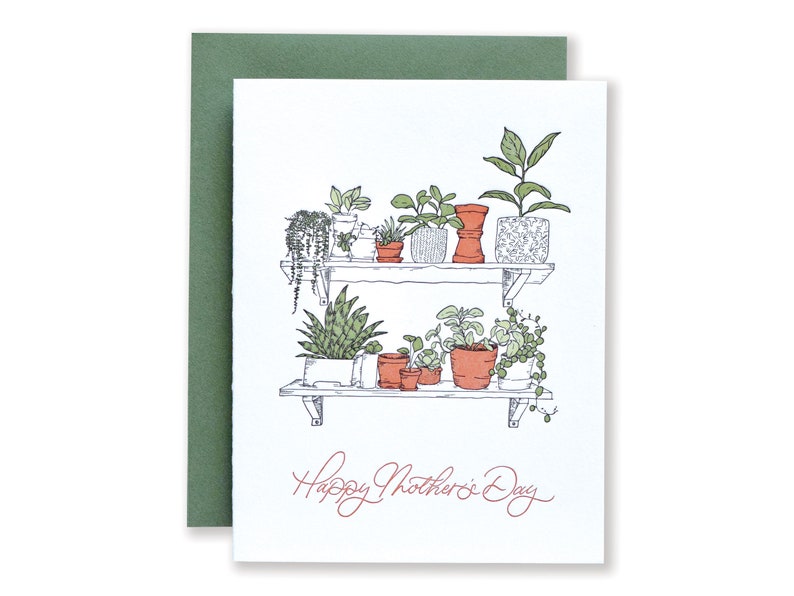 Mother's Day Indoor Garden Letterpress Card House Plants Greeting Card Plant Lover Card image 1