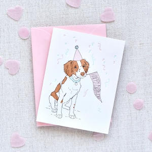 Letterpress Puppy Birthday Card Brittany Spaniel Confetti Greeting Card Dog Lovers Card image 3