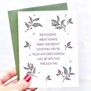 Christmas Sympathy Letterpress Card I'll Be With You Through This image 2