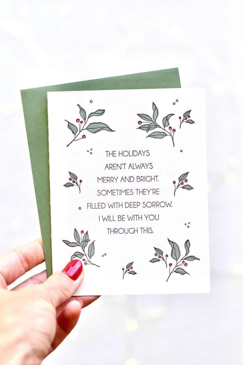 Christmas Sympathy Letterpress Card I'll Be With You Through This image 2