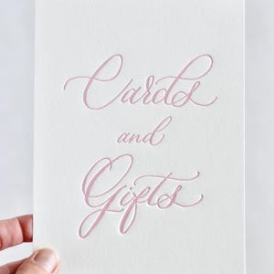 Vintage Blush Letterpress 'Cards and Gifts' Sign | Wedding and Special Events