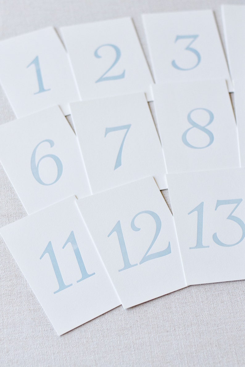 Antique Blue Letterpress Table Numbers Set of 20 or 30 cards image 4