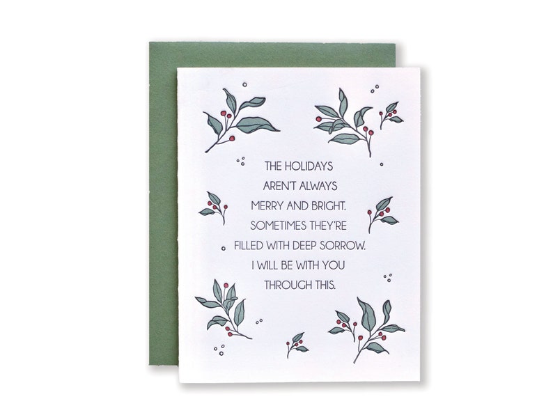 Christmas Sympathy Letterpress Card I'll Be With You Through This image 1