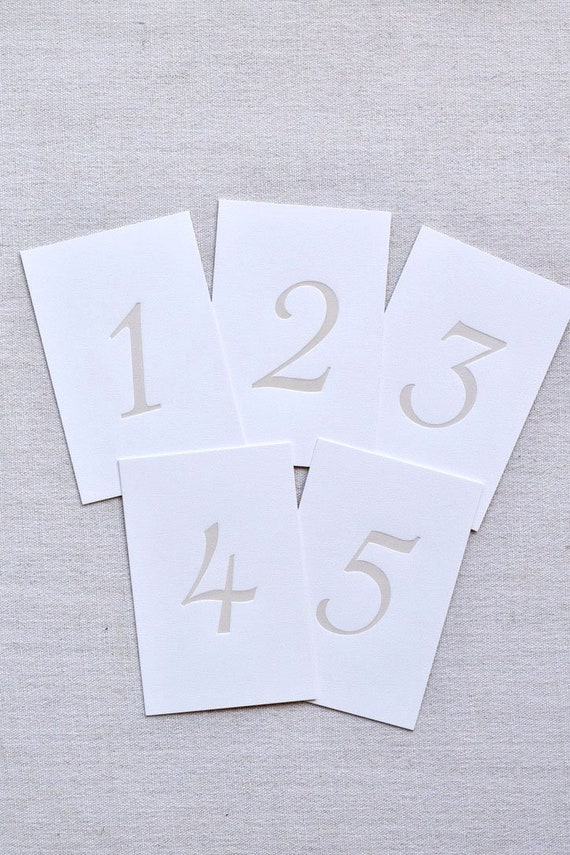 Boho Beige Letterpress Table Numbers | Set of 20 or 30