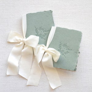 Sage Green and Ivory Letterpress Vow Booklets Wedding Vow Books Vow Renewal books image 2