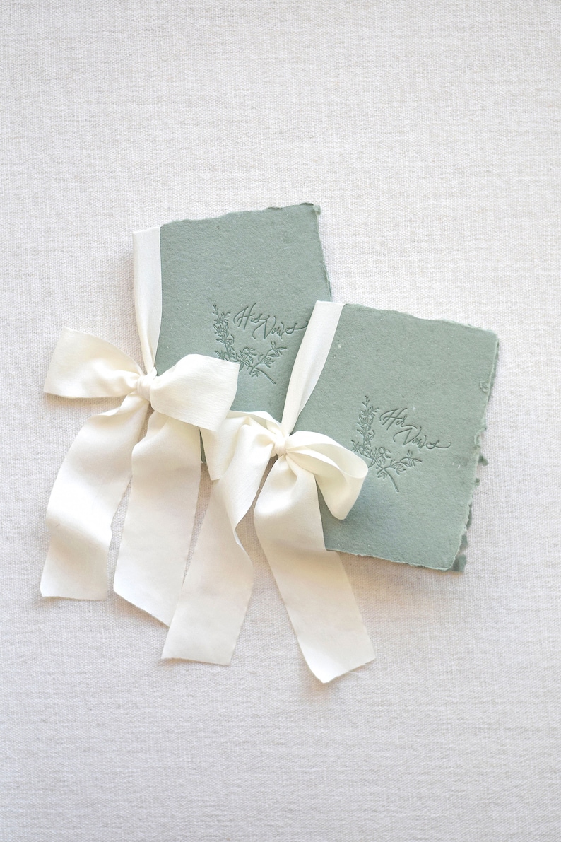 Sage Green and Ivory Letterpress Vow Booklets Wedding Vow Books Vow Renewal books image 2