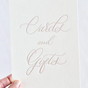 Boho Beige Letterpress 'Cards and Gifts' Sign | Wedding and Special Events