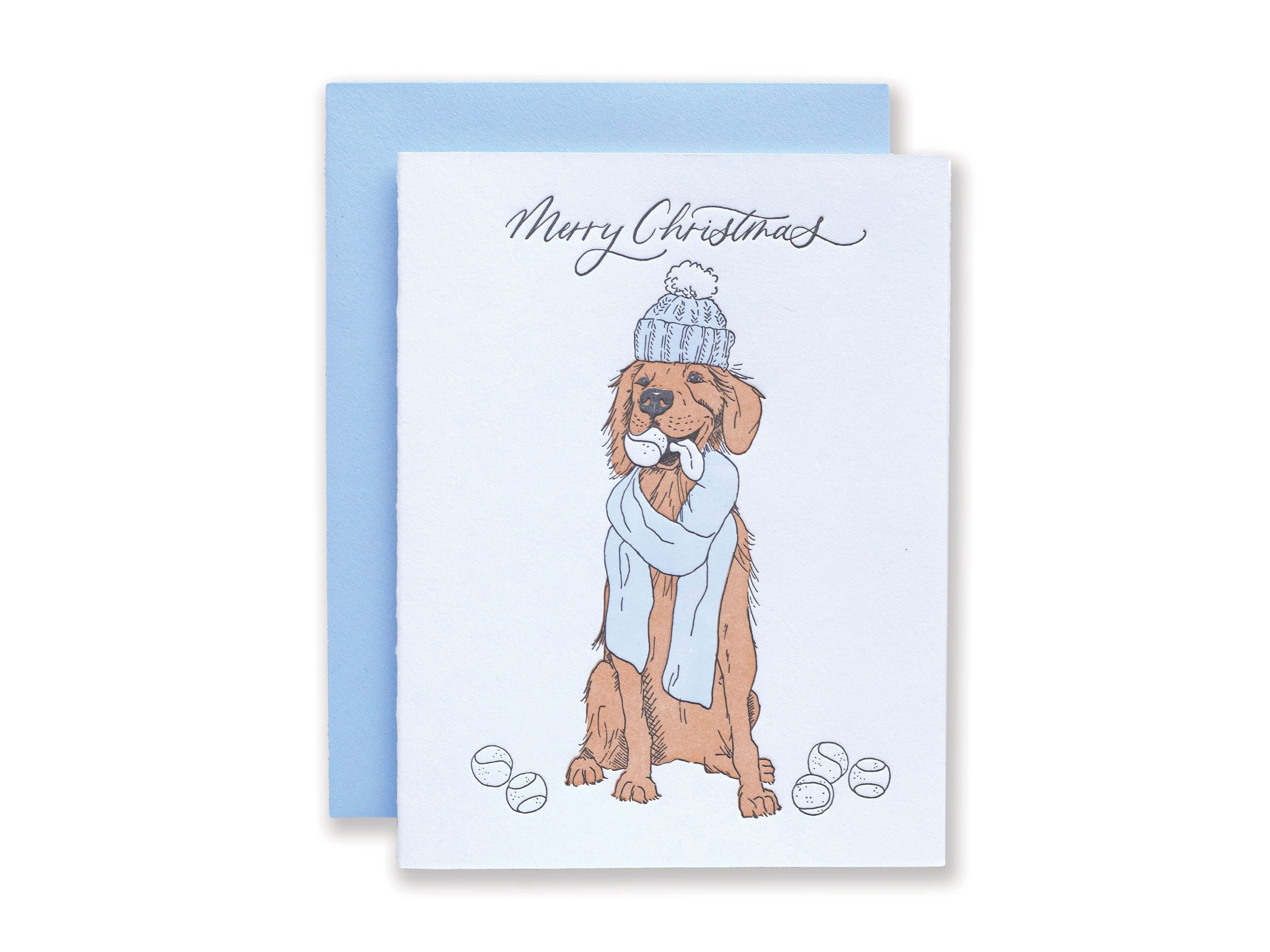 Golden Retriever Letterpress Christmas Card - Etsy
