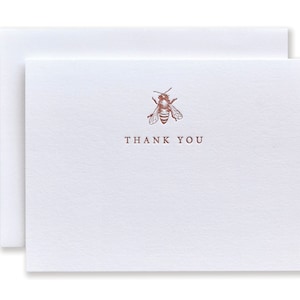 Tarjeta de agradecimiento con impresión tipográfica de abeja de miel / Juego de tarjetas de agradecimiento minimalistas
