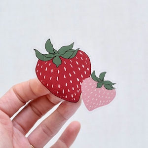 Erdbeeren Aufkleber | Durchsichtige Vinyl-Aufkleber | Laptop Aufkleber | Wasserflasche Sticker