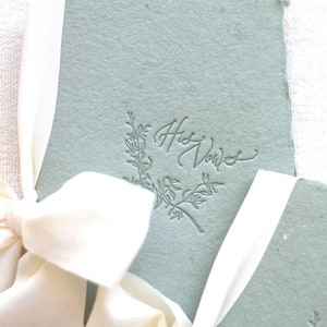 Sage Green and Ivory Letterpress Vow Booklets Wedding Vow Books Vow Renewal books image 4