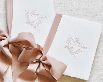 Romantic Taupe and Ivory Letterpress Vow Booklets | Wedding Vow Books | Vow Renewal Books