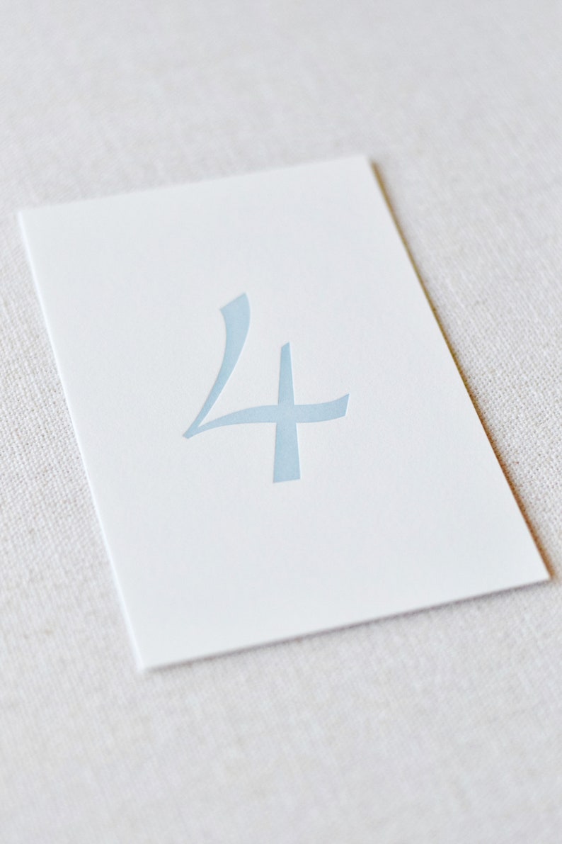 Antique Blue Letterpress Table Numbers | Set of 20 or 30 cards image 5