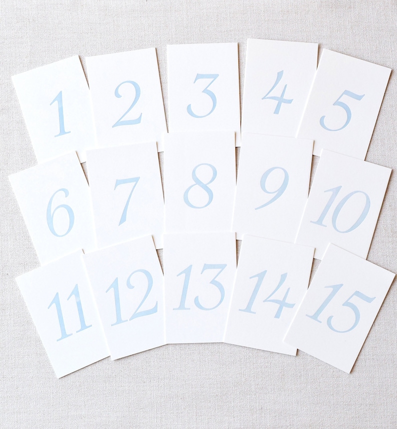 Antique Blue Letterpress Table Numbers | Set of 20 or 30 cards