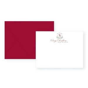 Kerst Crest boekdruk briefpapier | Familie briefpapier | Gepersonaliseerde briefpapier