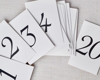 Classic Black Letterpress Table Numbers | Set of 20 or 30 cards