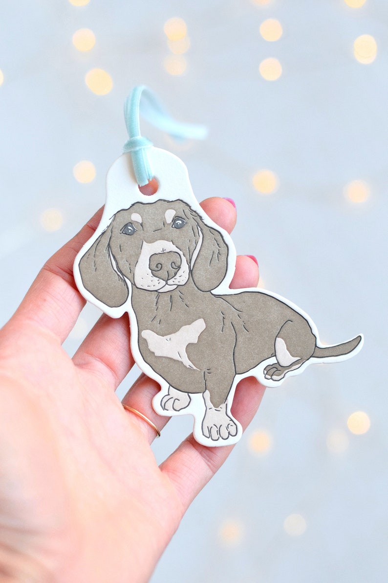 Letterpress Dachshund Ornament Dog Ornament image 1