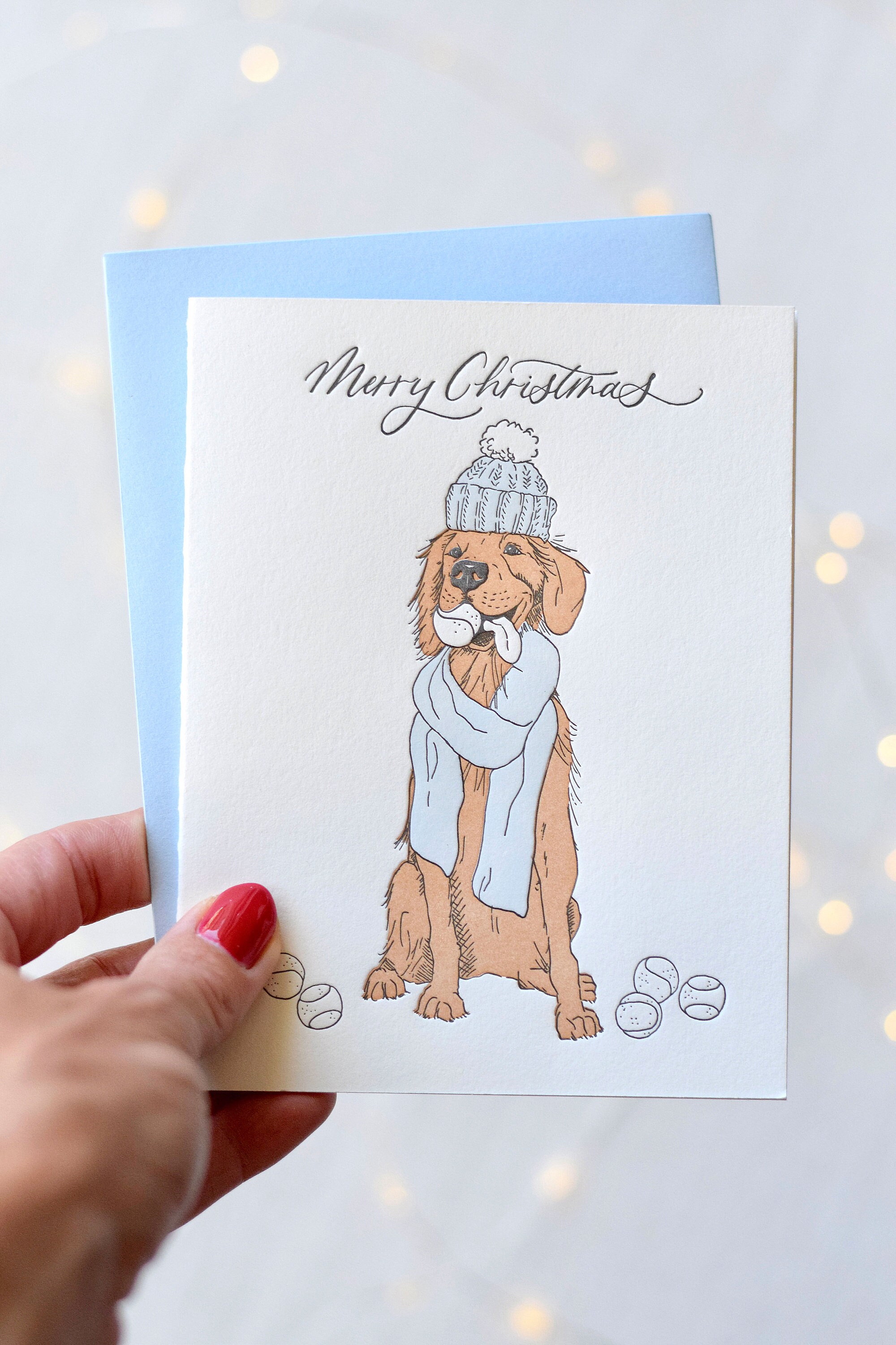 Golden Retriever Letterpress Christmas Card - Etsy