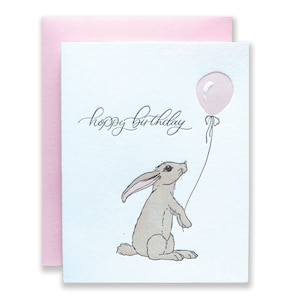 "Hopfenreiche Letterpress Geburtstagskarte | Alles Gute zum Geburtstag-Häschen-Karte