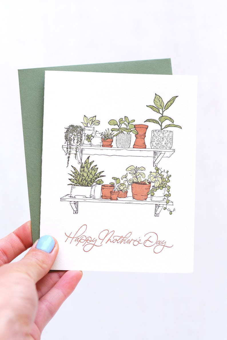 Mother's Day Indoor Garden Letterpress Card House Plants Greeting Card Plant Lover Card image 2