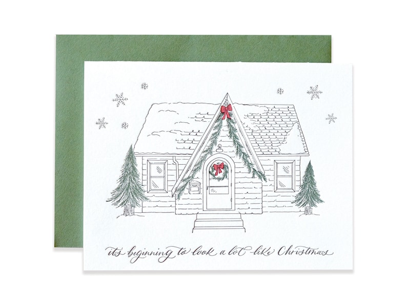 Little Christmas Cabin Letterpress Card image 1