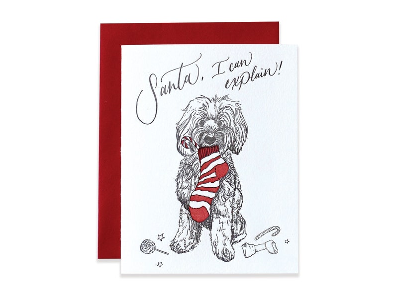 Santa, I Can Explain Christmas Card Letterpress Goldendoodle Greeting Card image 1