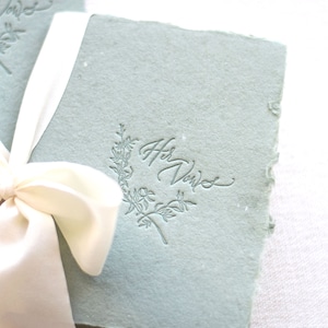 Sage Green and Ivory Letterpress Vow Booklets Wedding Vow Books Vow Renewal books image 3