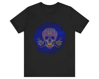 Colorful Sugar Skull Graphic Tee | Trippy Psychedelic Design | Grunge Alt Clothing | Day of the Dead