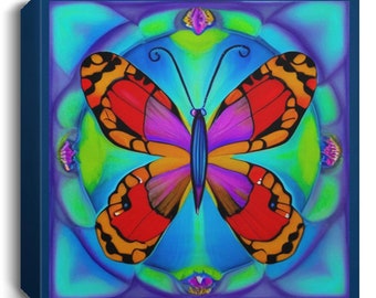 Butterfly Mandala Graphic Design on Square Canvas