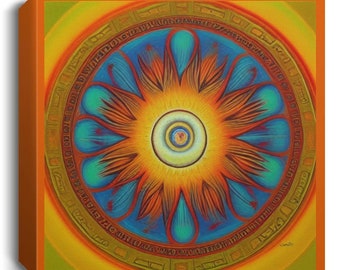 Mystical Sun Mandala Graphic Design on Square Canvas