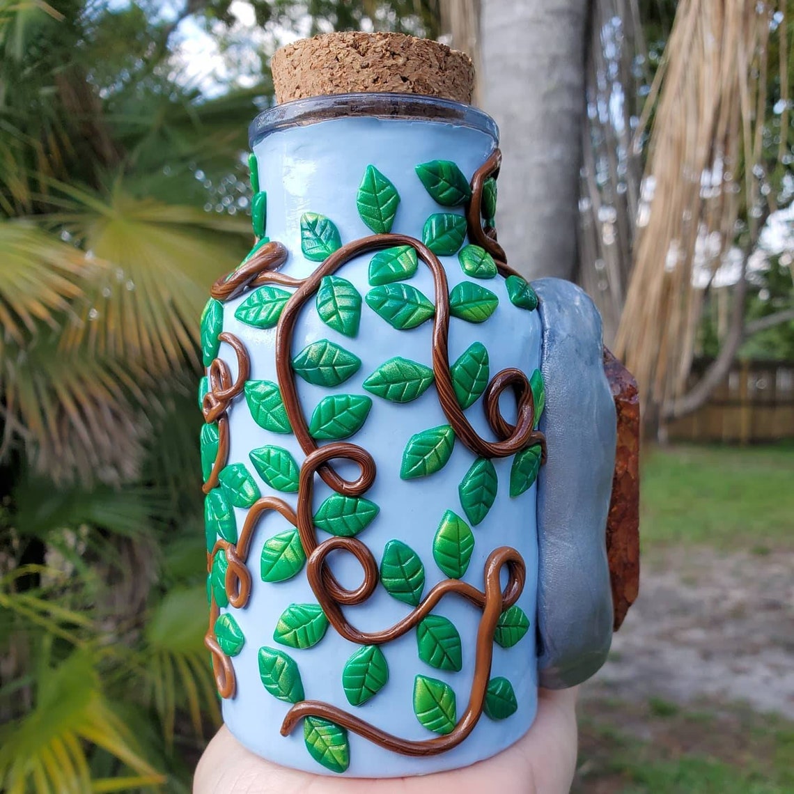 Cracked Quartz clay art jar/ herb jar/ stash jar/ whimsical/ Etsy