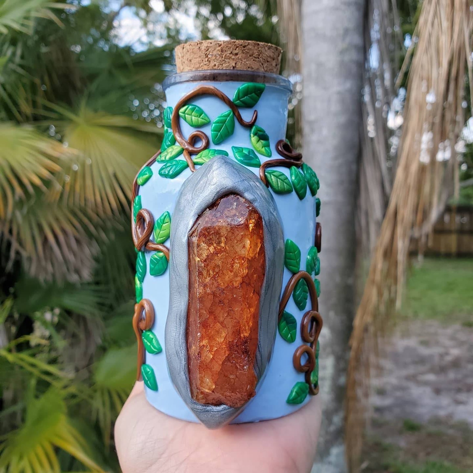 Cracked Quartz clay art jar/ herb jar/ stash jar/ whimsical/ Etsy