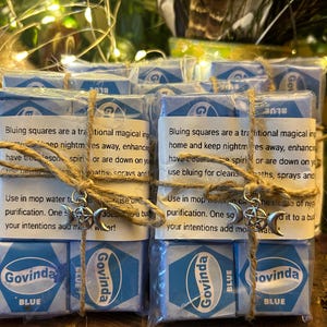 Govinda blue square 6pcs/ indigo square/ anil square/ blueing square/ ritual/ hoodoo/spiritual supplies/cleansing/purifying/ good luck