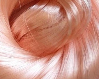 DARLING PEACH Pink Saran Doll Hair for Custom Reroots