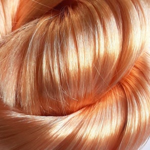 METALLIC APRICOT Peach KIWI Nylon Doll Hair for Reroots or Wig Making
