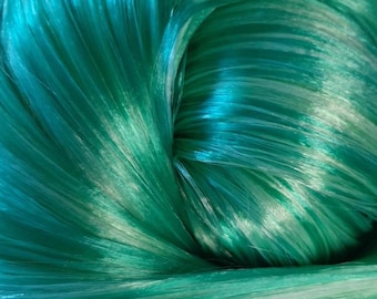 0102 BLAUWGROEN gemengd Saran/nylon poppenhaar voor reroots of het maken van pruiken